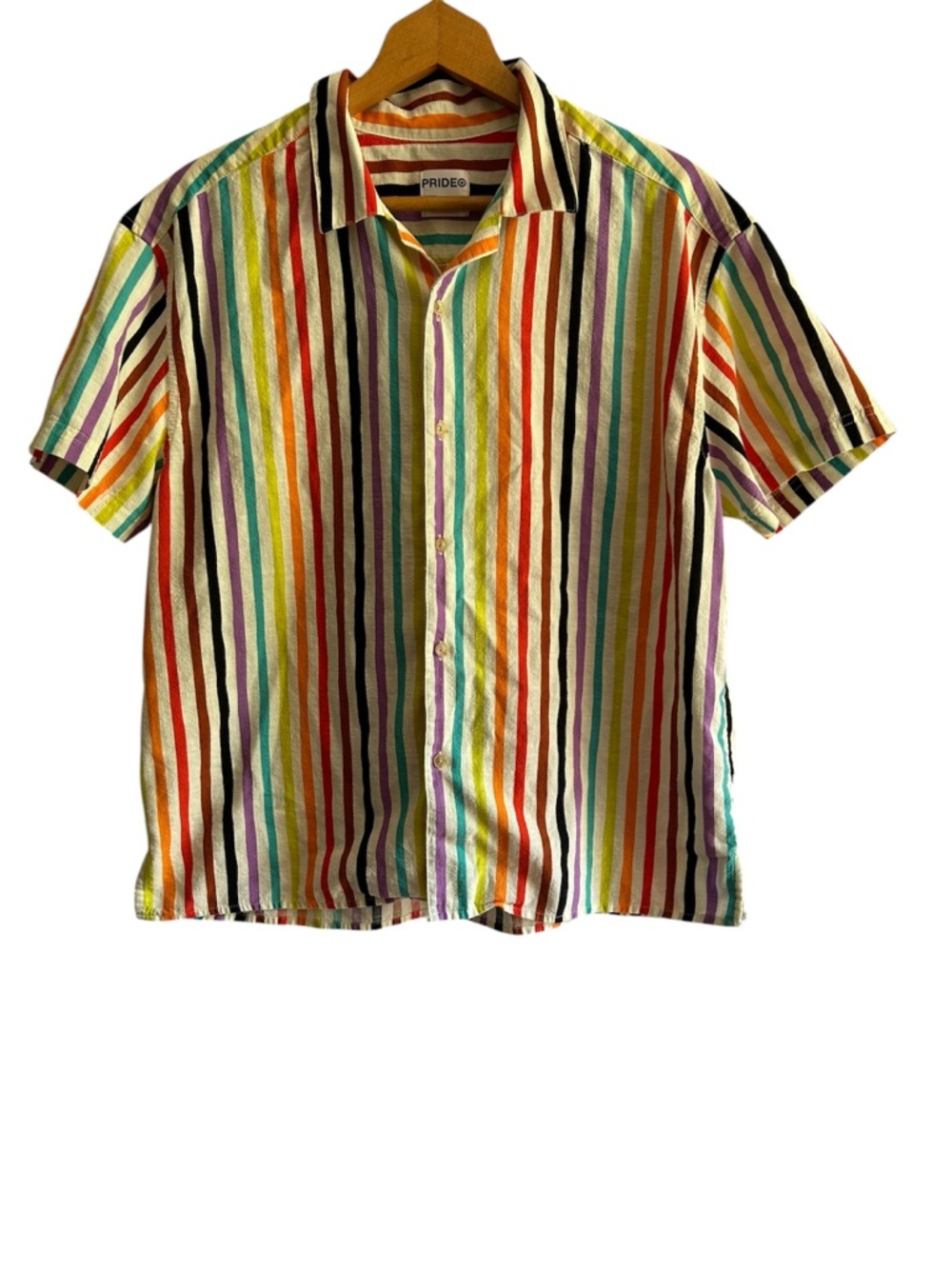 Trinity Collective Rainbow Striped Button Up ✨ Pride 2021 ✨ Neo Nostalgia